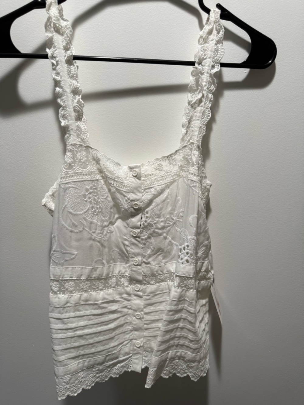 BB Dakota White Lace-Trimmed Button Cami